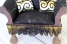 Miniature chair with horns, goth devil dollhouse furniture. Black gold luxury armchair Halloween dio 9