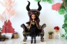 Miniature chair with horns, goth devil dollhouse furniture. Black gold luxury armchair Halloween dio 2